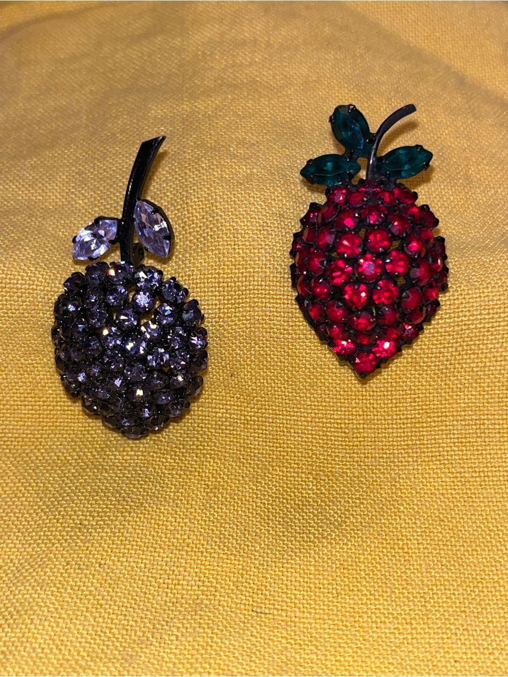 Vintage Signed Rhinestone Fruit Brooches Selling Separately MCM Austrian Crystal